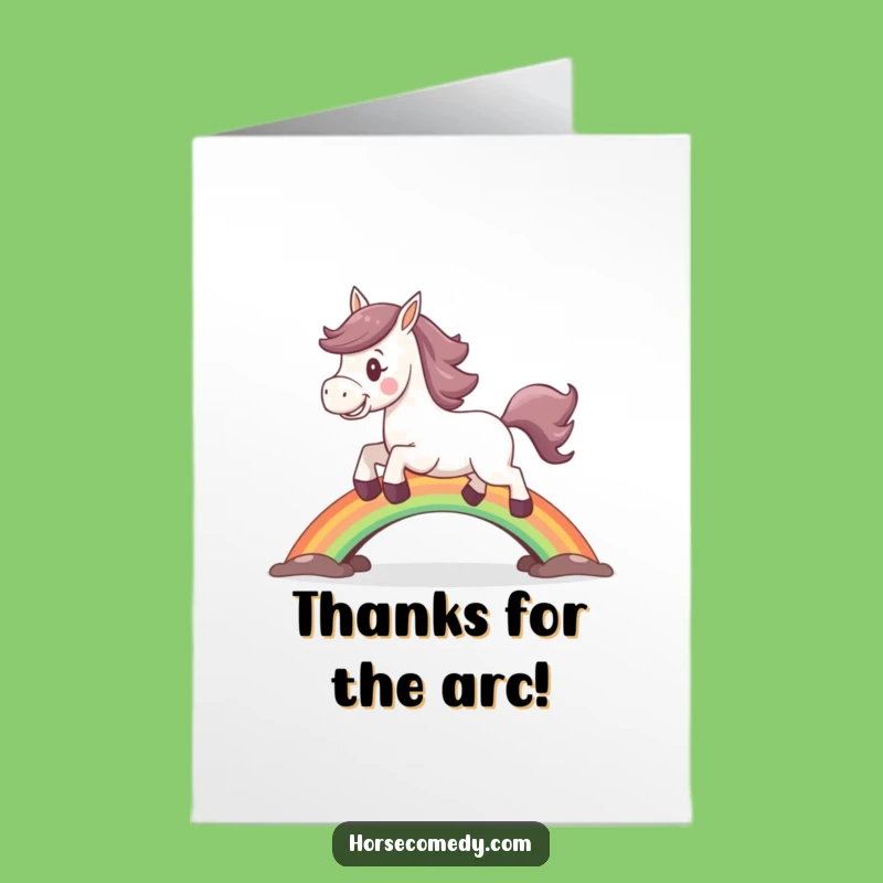 Free Printable Thank You Card: Horse Leaping Rainbow, Funny Downloadable Gift