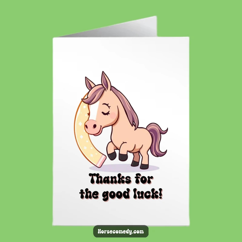 Free Printable Thank You Card Horse: Lucky Horseshoe & Glow Funny Downloadable Gift