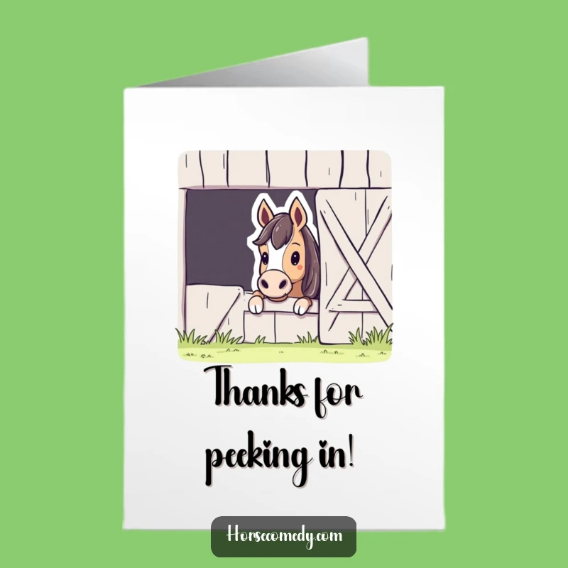 Free Printable Horse Barn Peek Thank You Card - Funny Downloadable Gift