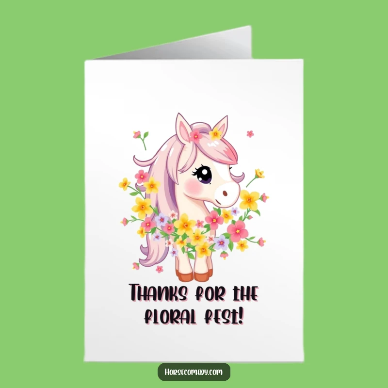 Funny Free Printable Thank You Card: Floral Horse - Blooming Gratitude Downloadable Gift