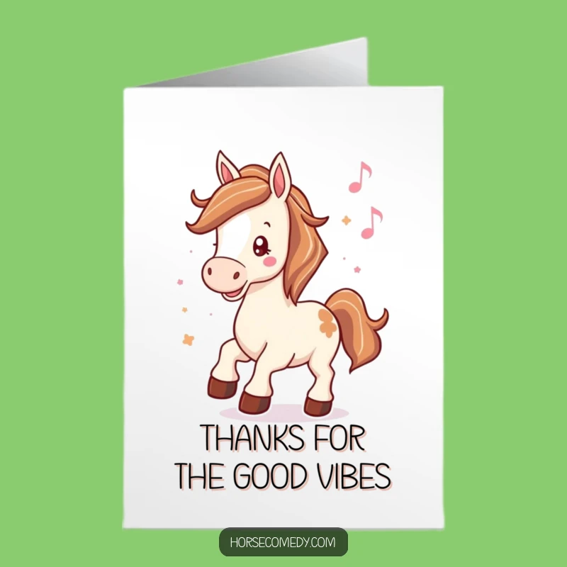 Free Printable Horse Thank You Card: Cheerful Equine's Musical Thanks Funny Downloadable