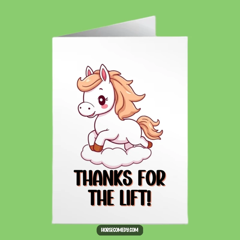 Free Printable Thank You Card: Horse Galloping on Cloud, Funny Downloadable Gift