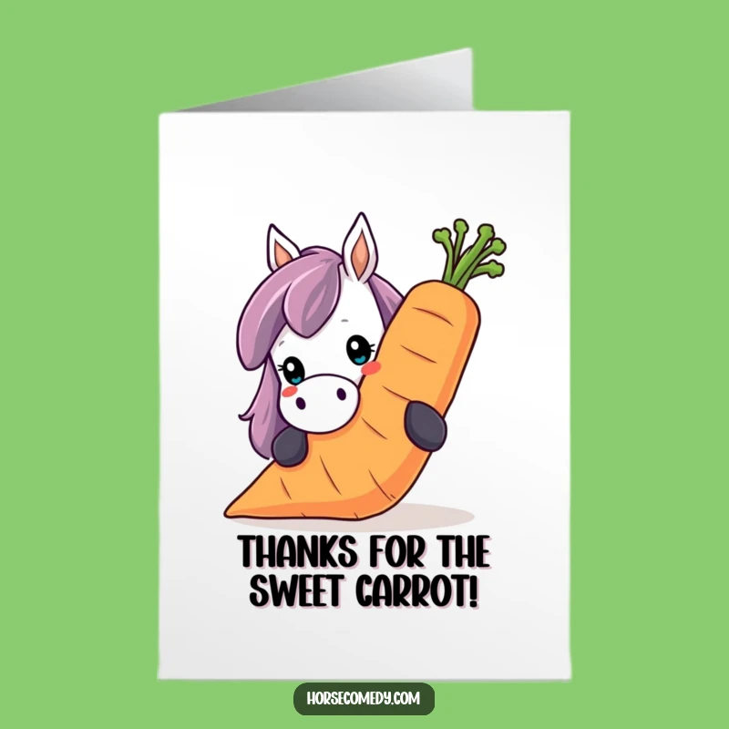 Free Printable Thank You Card Horse Carrot Treat Gift Downloadable