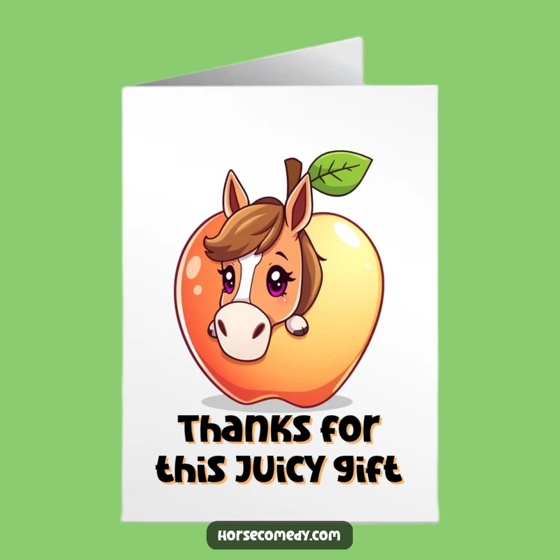 Free Printable Thank You Card: Curious Horse Apple Downloadable Funny Gift