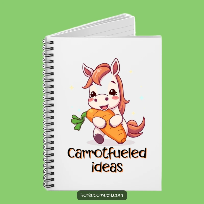 Funny Happy Horse Gigantic Carrot Notebook - Creative Journal, Hilarious Gift Idea