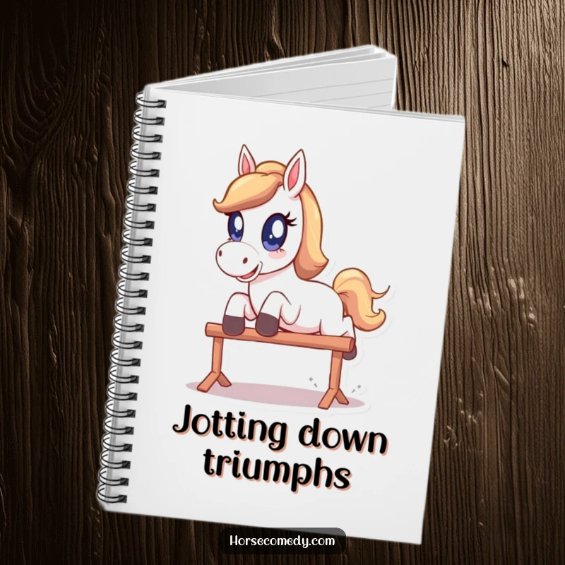 Funny Notebook: A horse with oversized, sparkling eyes is mid-playful leap, ready for your notes.