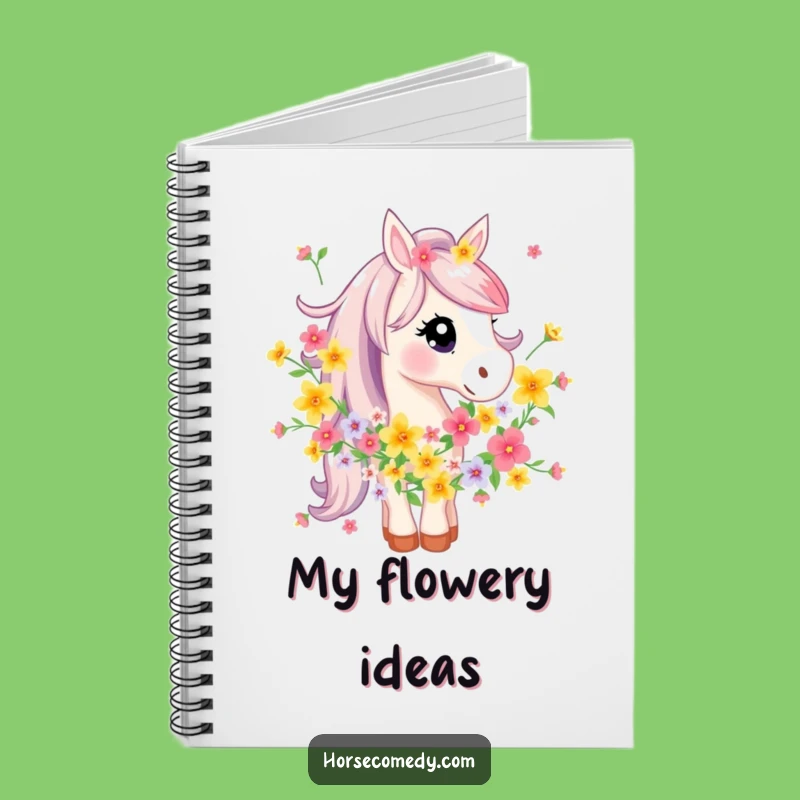 Funny Horse Flower Garland Notebook - Whimsical Equine Floral Journal