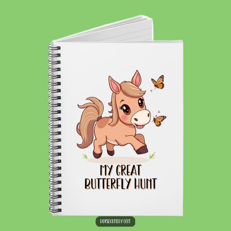Funny Horse Butterfly Chase Notebook: Capture Joyful Thoughts, Fun Gift