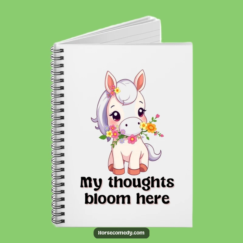 Funny Tiny Horse Flower Notebook - Jot Down Ideas with a Smile