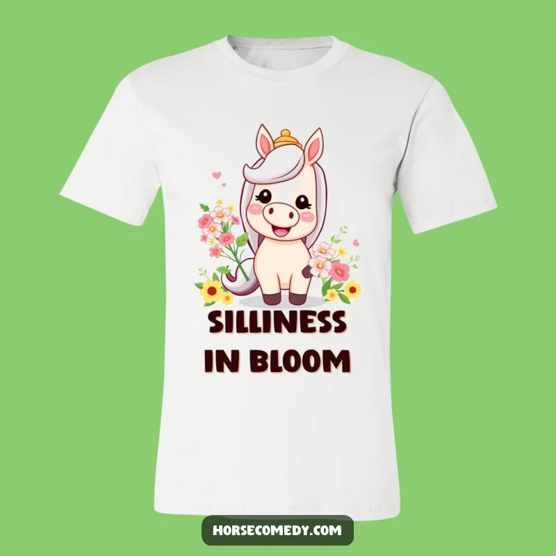 Funny Happy Horse T-Shirt: Silly Hat Flower Tee