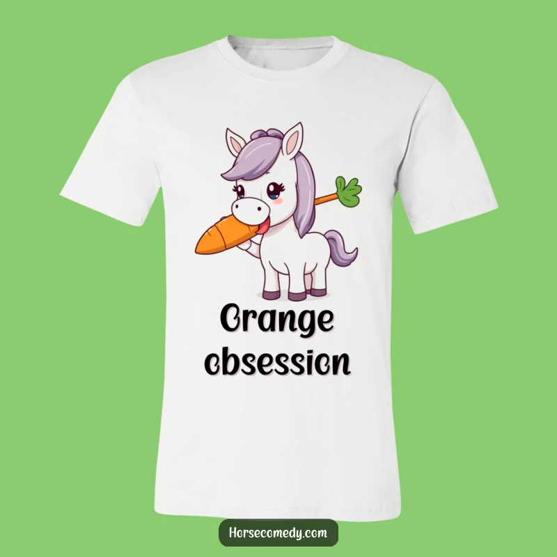 Funny Horse Munching Carrot T-Shirt: Happy Equine Apparel