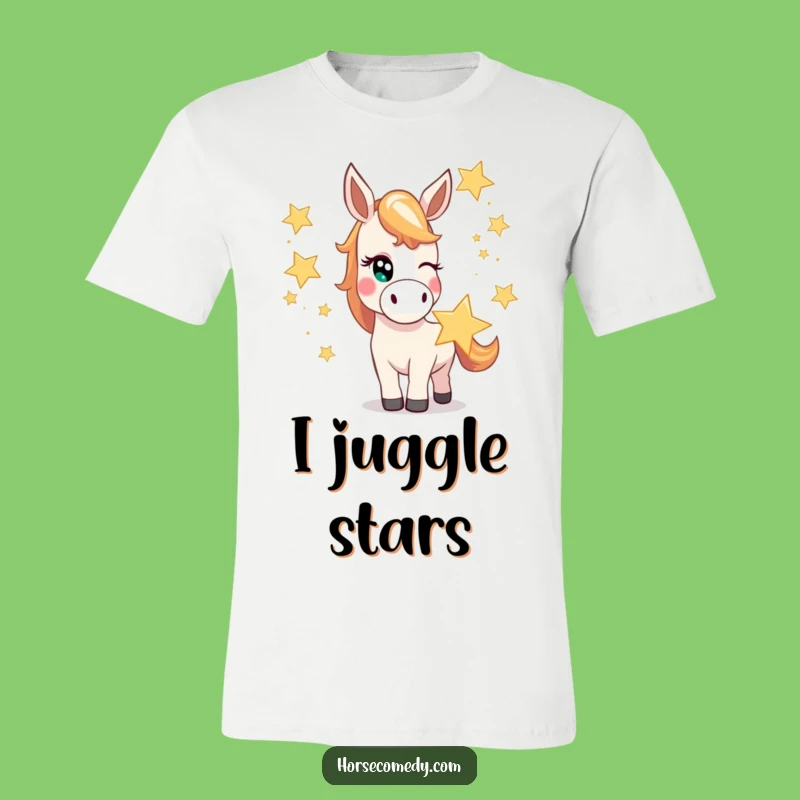 Funny Mischievous Horse Star Juggler Tee - Galactic Fun & Hilarious Gift