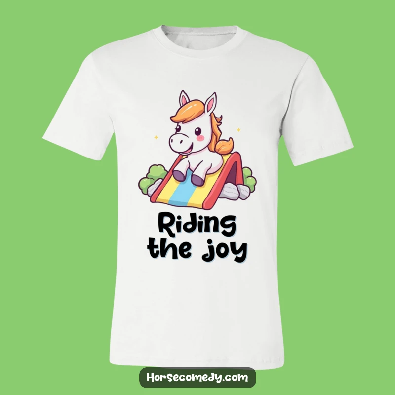 Funny Rainbow Slide Horse T-Shirt - Cheerful Shout Tee, Amazing Funny Gift