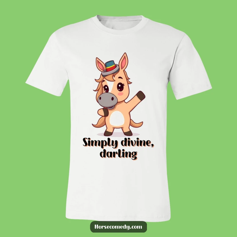 Funny Top Hat Horse T-Shirt - Theatrical Pose Tee, Perfect Funny Gift for Equine Fans