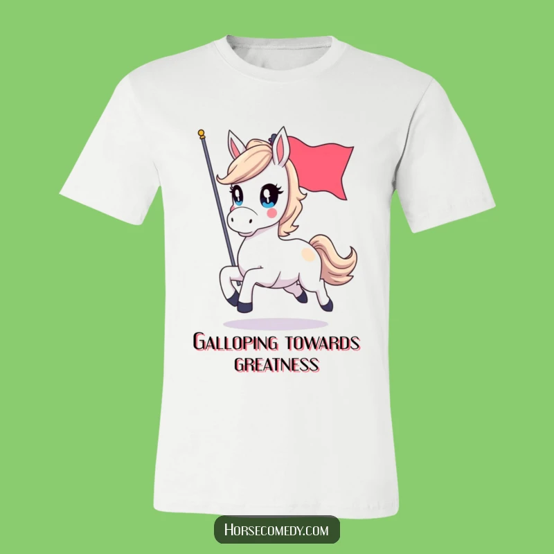 Funny Horse with Flag T-Shirt - Sparkle and Gallop in Style