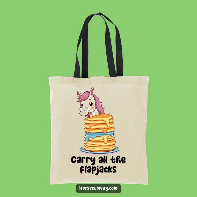 Funny Delighted Horse Pancake Tote Bag - Carry Your Brunch & Hilarious Gift