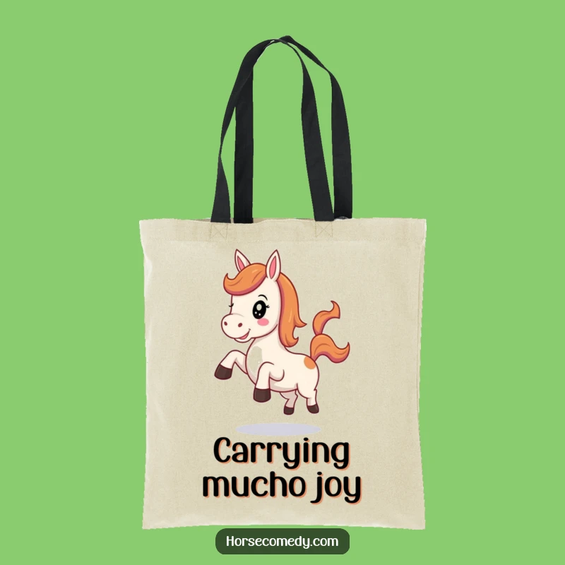 Funny Kawaii Horse Tote Bag: Chic Cheerful Neigh Kick Carryall, Perfect Gift