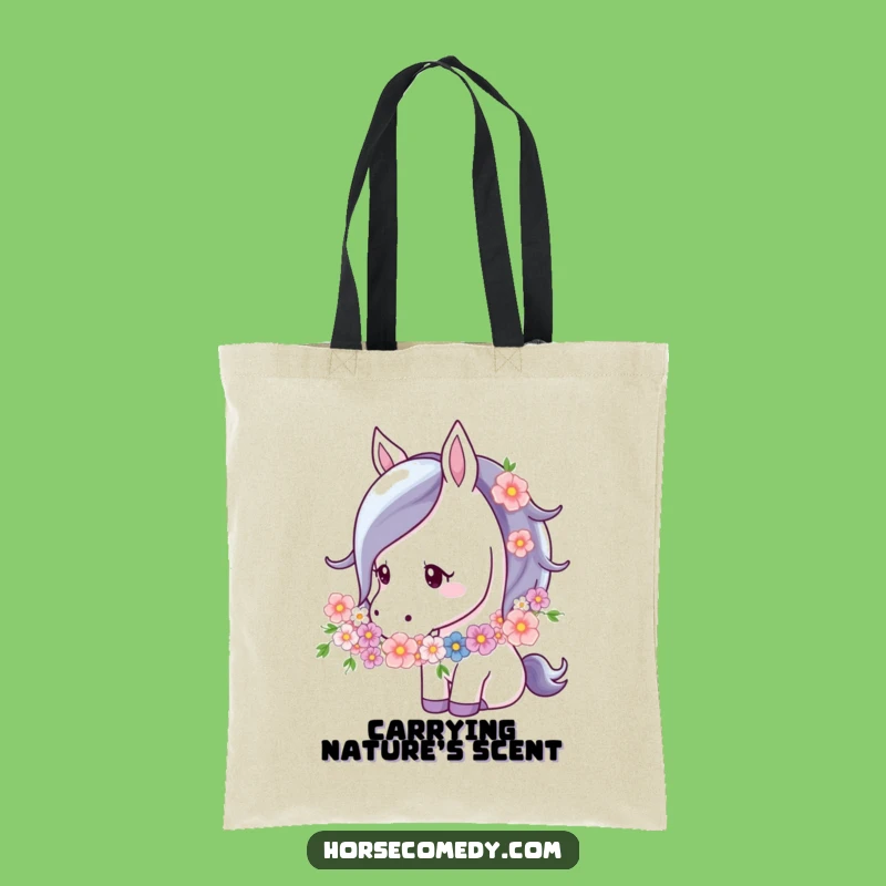 Funny Horse Flower Garland Tote: Carry Nature's Beauty, Charming Gift