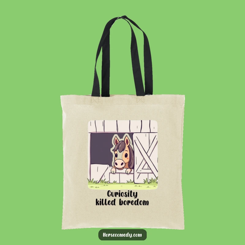 Funny Horse Barn Peek Tote: Carry Your Curiosity in Style, Great Gift