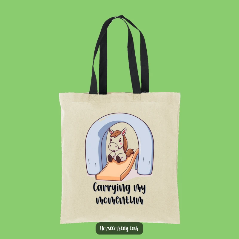 Funny Horse Sliding Down Slide Tote Bag: Carry Your Playfulness