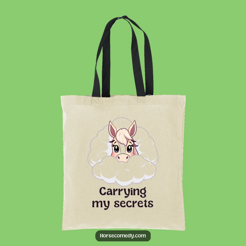 Funny Peeking Horse Cloud Tote Bag: Carry Your Curiosity!