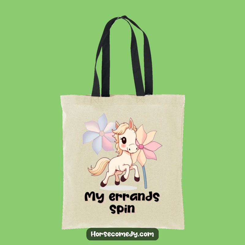 Funny Horse Cub Tote Bag: Chic Pinwheel Chase Carryall, Perfect Gift