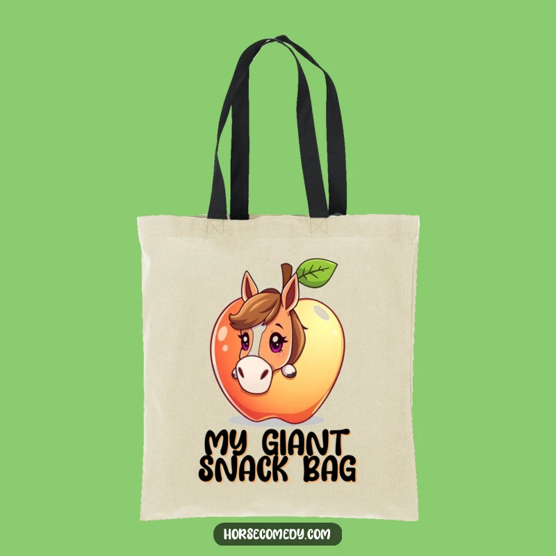 Funny Curious Horse Apple Tote Bag: Carry Intrigue and Everyday Essentials